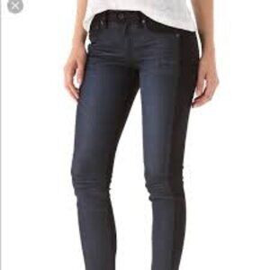 RAG BONE Jekyll Leggings Jeans Pant Leather Suede Trim Stretch Sz 28 W-30” L-29
